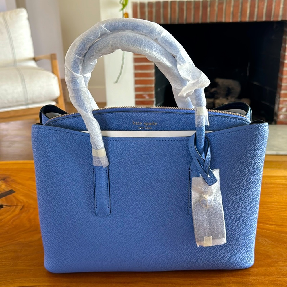 Kate Spade leather large satchel, never used, Easter egg blue.